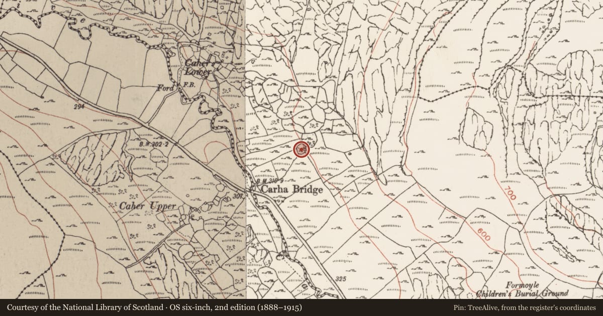 Ordnance Survey six-inch map, 2nd edition (1888–1915) covering the location of Enclosure, Formoyle East, County Clare, with a pin at the register's coordinates