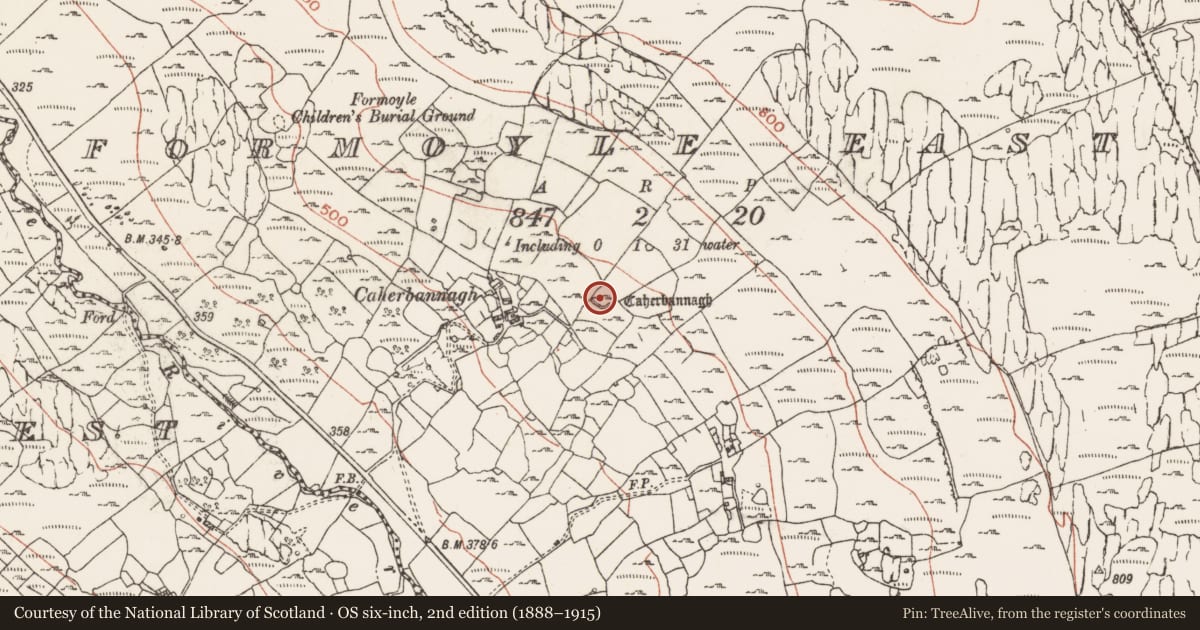 Ordnance Survey six-inch map, 2nd edition (1888–1915) covering the location of Ringfort - cashel, Formoyle East, County Clare, with a pin at the register's coordinates