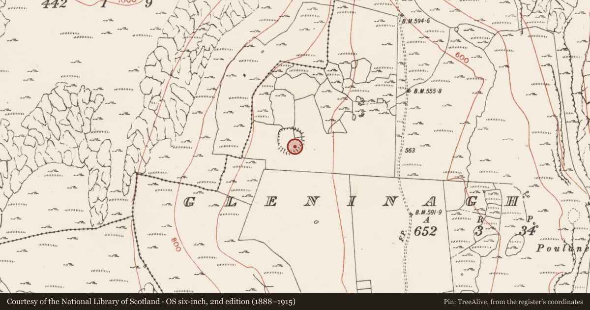 Ordnance Survey six-inch map, 2nd edition (1888–1915) covering the location of House - indeterminate date, Gleninagh South, County Clare, with a pin at the register's coordinates
