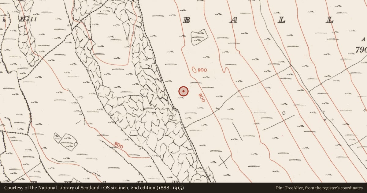 Ordnance Survey six-inch map, 2nd edition (1888–1915) covering the location of Enclosure, Ballyconry, County Clare, with a pin at the register's coordinates