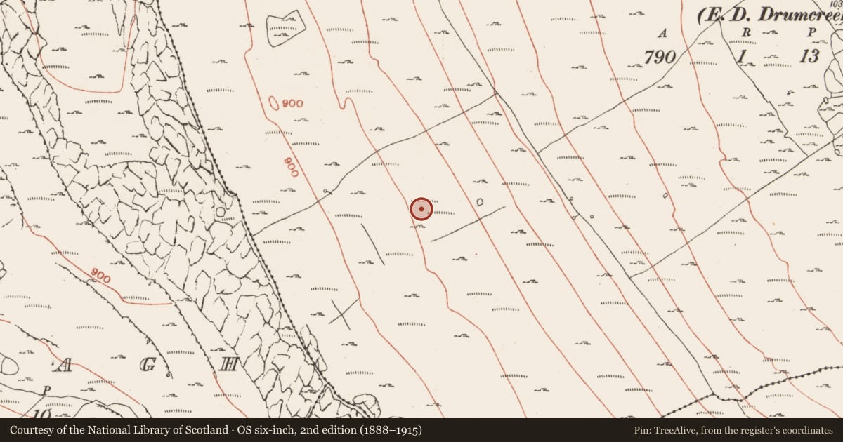 Ordnance Survey six-inch map, 2nd edition (1888–1915) covering the location of Enclosure, Ballyconry, County Clare, with a pin at the register's coordinates