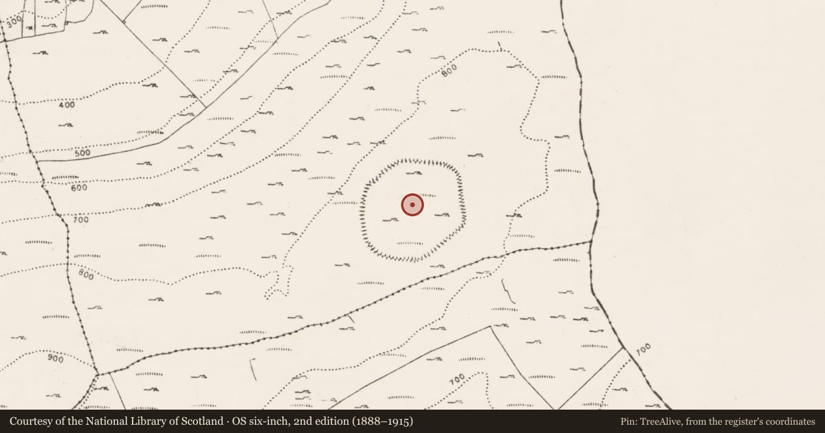 Ordnance Survey six-inch map, 2nd edition (1888–1915) covering the location of Hillfort, Oughtmama, County Clare, with a pin at the register's coordinates