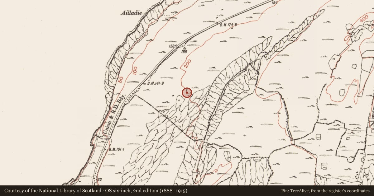 Ordnance Survey six-inch map, 2nd edition (1888–1915) covering the location of Enclosure, Crumlin, County Clare, with a pin at the register's coordinates