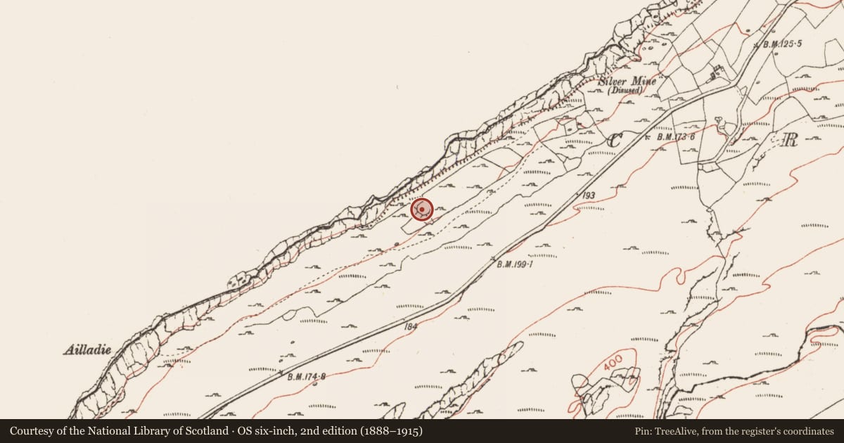 Ordnance Survey six-inch map, 2nd edition (1888–1915) covering the location of Enclosure, Crumlin, County Clare, with a pin at the register's coordinates