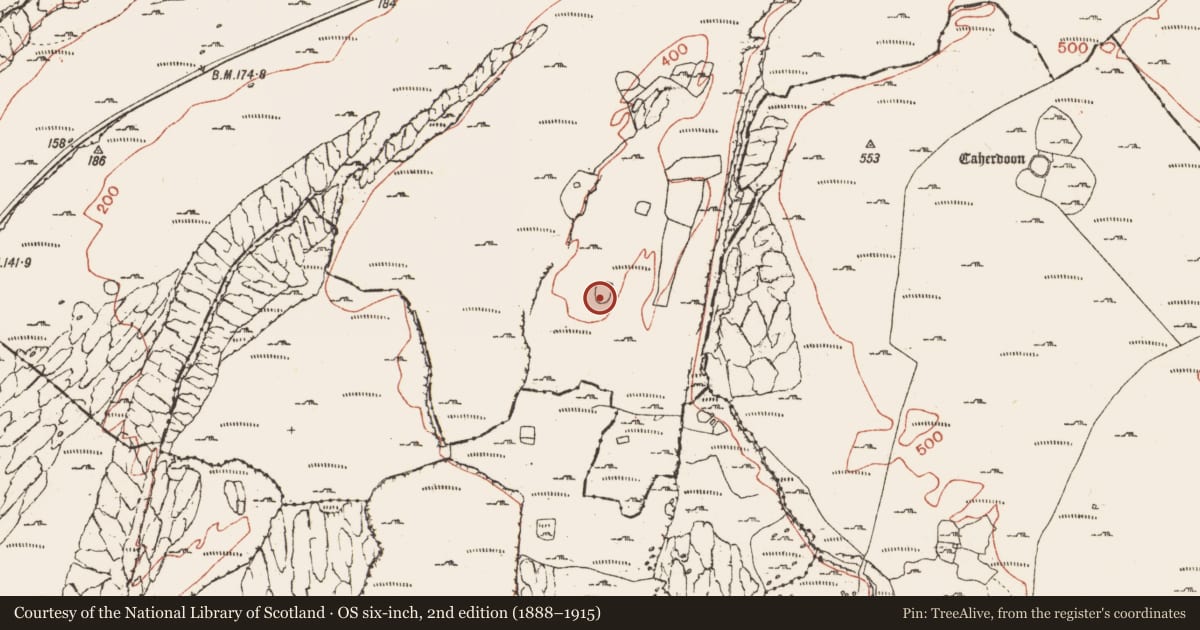 Ordnance Survey six-inch map, 2nd edition (1888–1915) covering the location of Enclosure, Crumlin, County Clare, with a pin at the register's coordinates