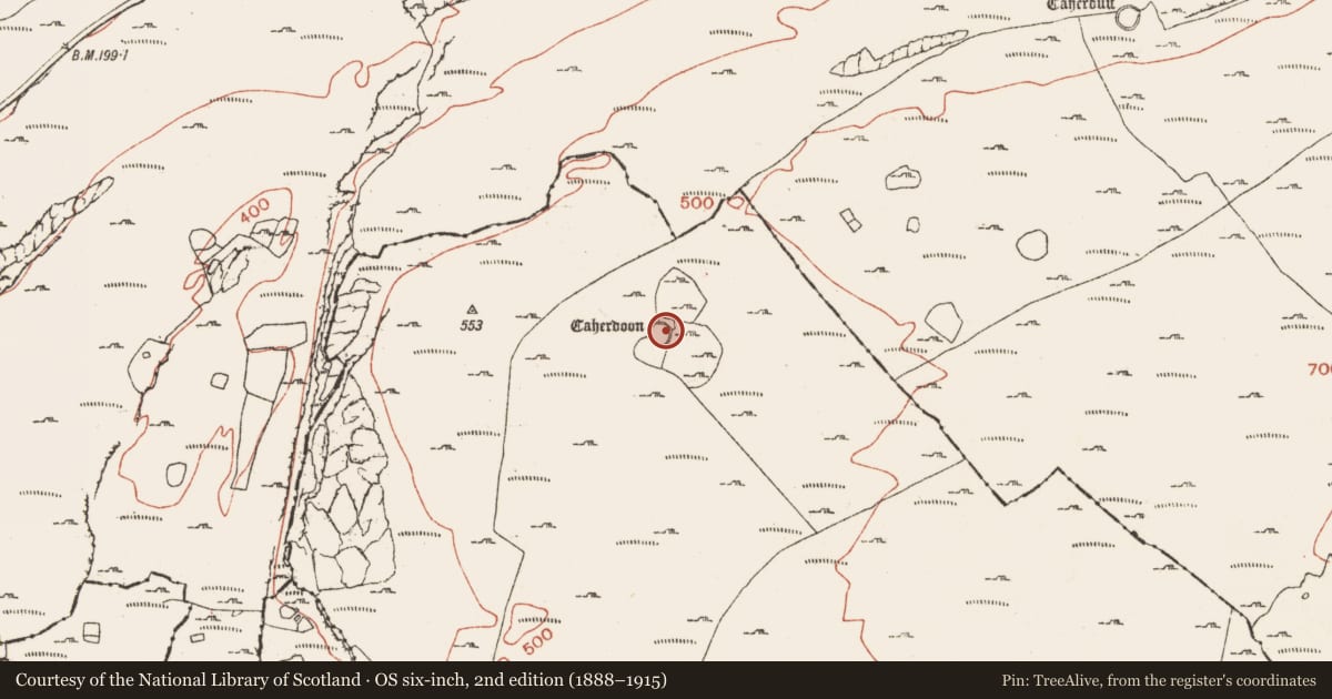 Ordnance Survey six-inch map, 2nd edition (1888–1915) covering the location of House - medieval, Ballynahown, County Clare, with a pin at the register's coordinates