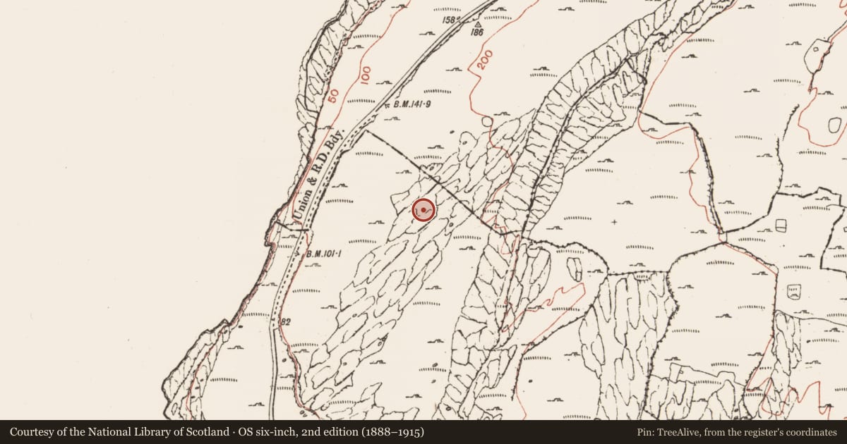 Ordnance Survey six-inch map, 2nd edition (1888–1915) covering the location of Enclosure, Ballyryan, County Clare, with a pin at the register's coordinates