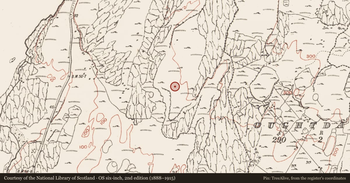 Ordnance Survey six-inch map, 2nd edition (1888–1915) covering the location of Enclosure, Ballyryan, County Clare, with a pin at the register's coordinates