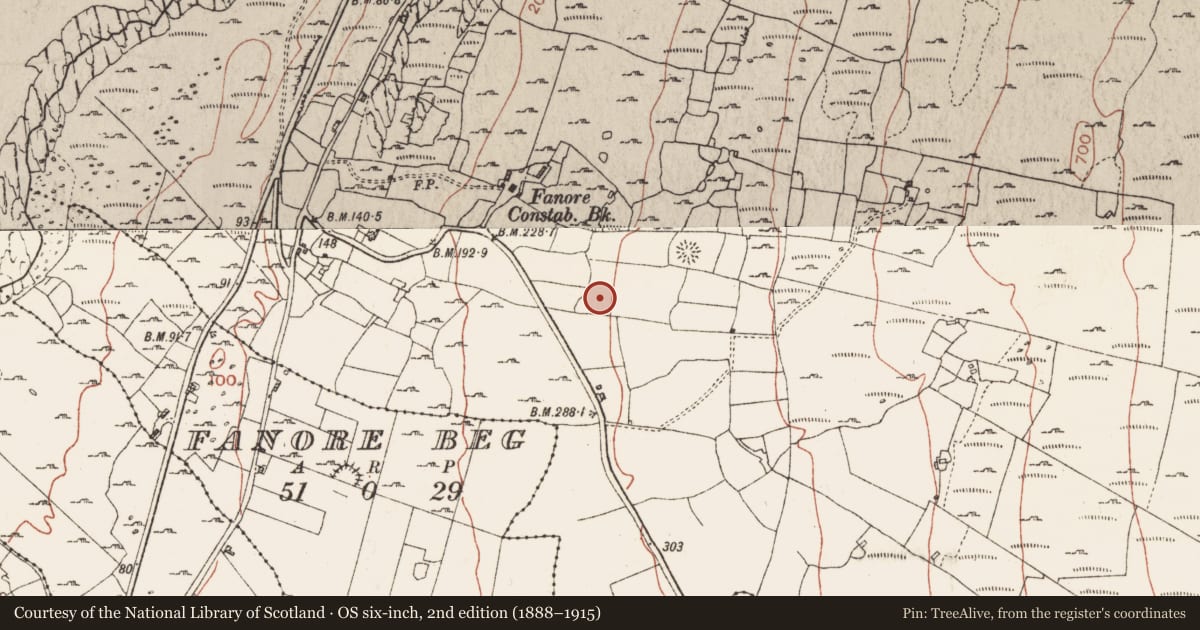 Ordnance Survey six-inch map, 2nd edition (1888–1915) covering the location of Enclosure, Fanore More, County Clare, with a pin at the register's coordinates