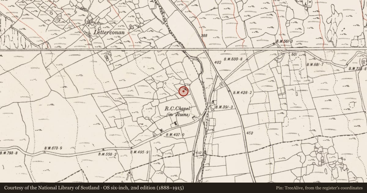 Ordnance Survey six-inch map, 2nd edition (1888–1915) covering the location of Ritual site - holy well, Formoyle West, County Clare, with a pin at the register's coordinates