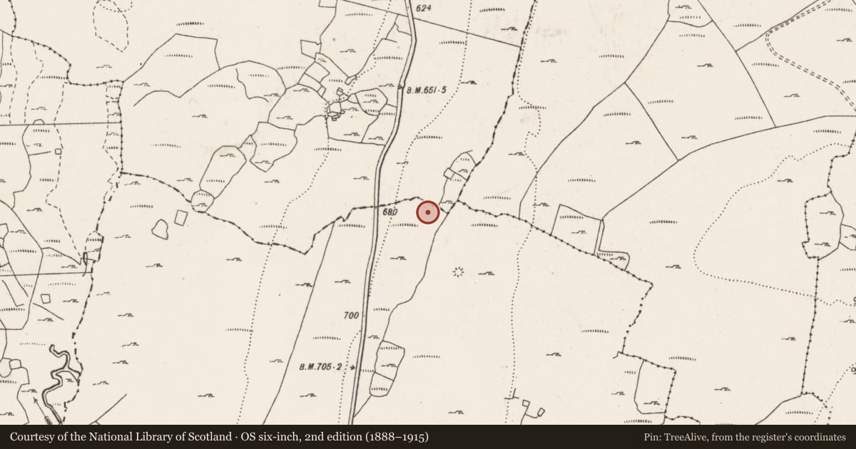 Ordnance Survey six-inch map, 2nd edition (1888–1915) covering the location of Hut site, Lislarheenmore, County Clare, with a pin at the register's coordinates