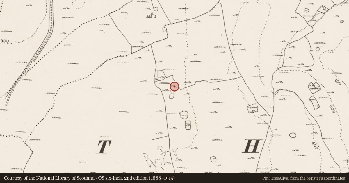 Ordnance Survey six-inch map, 2nd edition (1888–1915) covering the location of Hut site, Gragan West, County Clare, with a pin at the register's coordinates