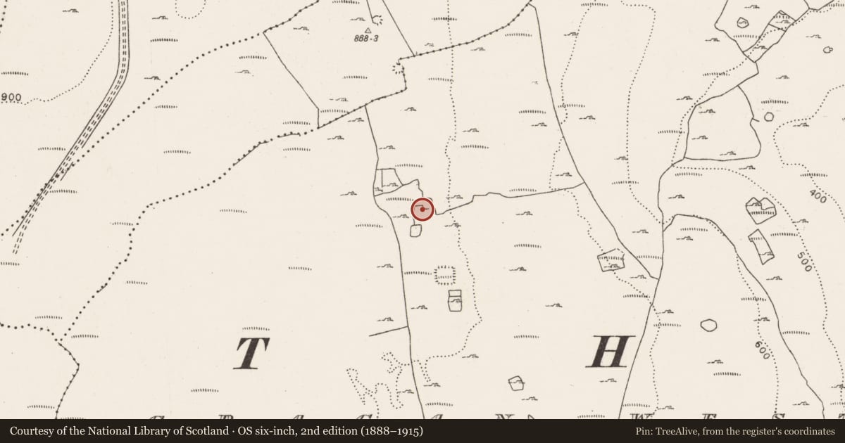 Ordnance Survey six-inch map, 2nd edition (1888–1915) covering the location of Hut site, Gragan West, County Clare, with a pin at the register's coordinates