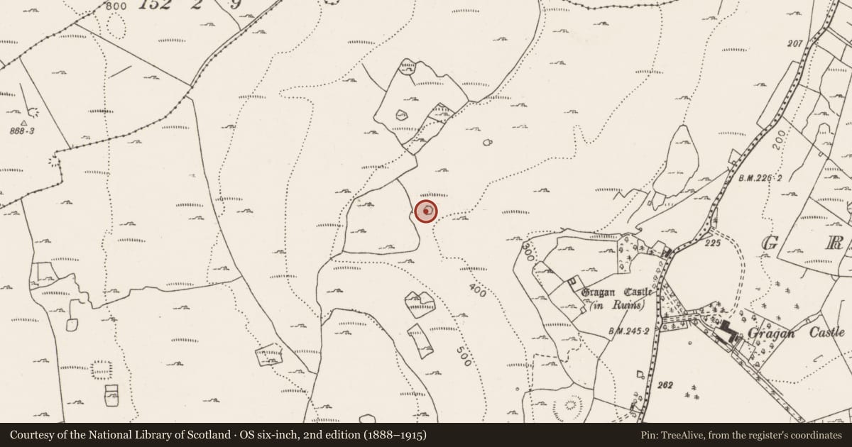 Ordnance Survey six-inch map, 2nd edition (1888–1915) covering the location of Enclosure, Gragan West, County Clare, with a pin at the register's coordinates