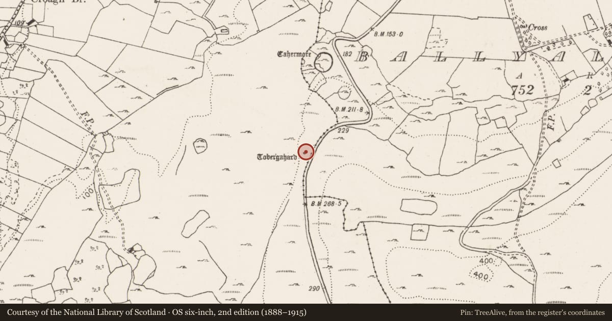 Ordnance Survey six-inch map, 2nd edition (1888–1915) covering the location of Ritual site - holy well, Gragan East, County Clare, with a pin at the register's coordinates
