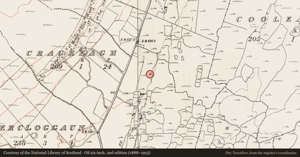 Ordnance Survey six-inch map, 2nd edition (1888–1915) covering the location of House - indeterminate date, Cragreagh, County Clare, with a pin at the register's coordinates