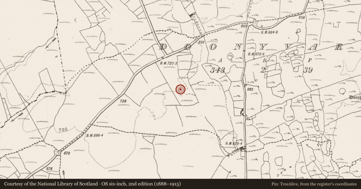 Ordnance Survey six-inch map, 2nd edition (1888–1915) covering the location of Ringfort - rath, Doonyvardan, County Clare, with a pin at the register's coordinates