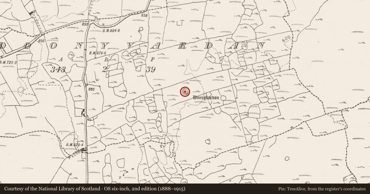 Ordnance Survey six-inch map, 2nd edition (1888–1915) covering the location of Ringfort - cashel, Doonyvardan, County Clare, with a pin at the register's coordinates