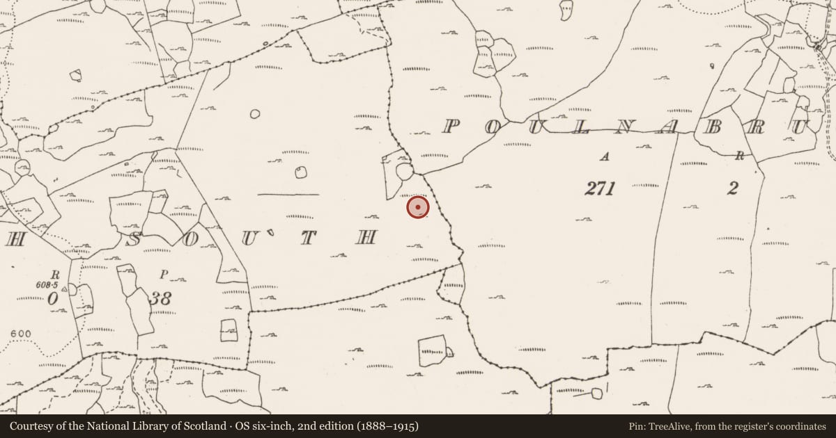 Ordnance Survey six-inch map, 2nd edition (1888–1915) covering the location of Cairn - unclassified, Croagh South, County Clare, with a pin at the register's coordinates