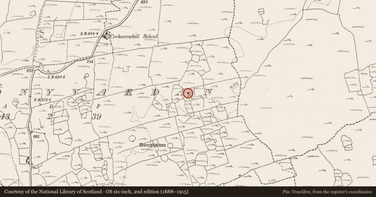 Ordnance Survey six-inch map, 2nd edition (1888–1915) covering the location of House - indeterminate date, Doonyvardan, County Clare, with a pin at the register's coordinates