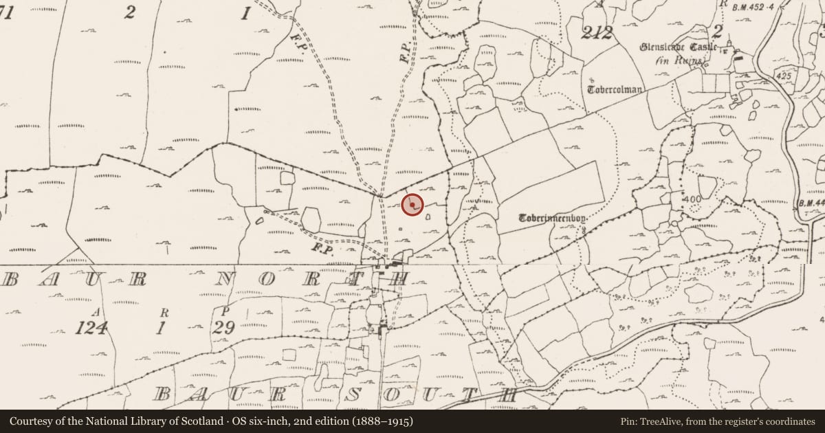 Ordnance Survey six-inch map, 2nd edition (1888–1915) covering the location of Cairn - unclassified, Baur North, County Clare, with a pin at the register's coordinates