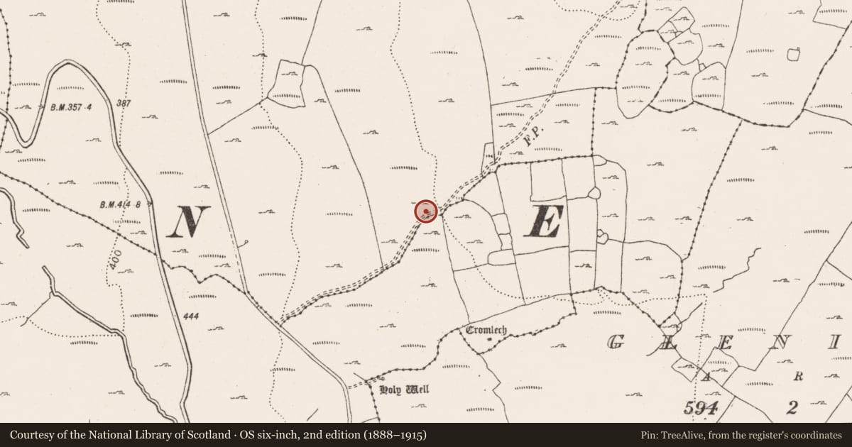 Ordnance Survey six-inch map, 2nd edition (1888–1915) covering the location of Cairn - unclassified, Ballyallaban, County Clare, with a pin at the register's coordinates