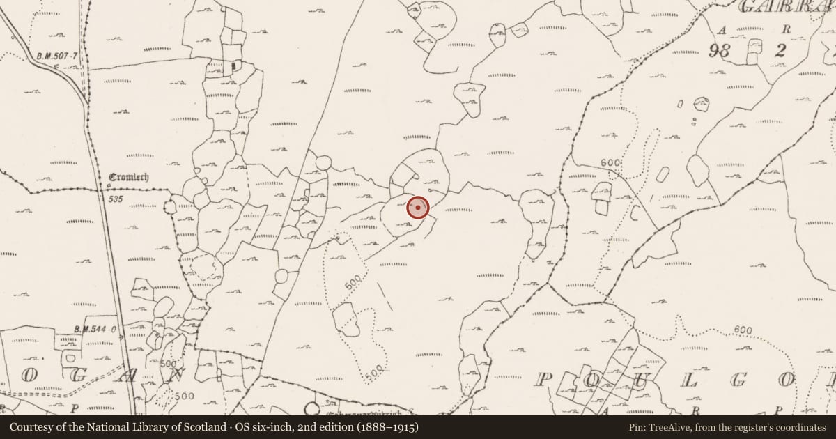 Ordnance Survey six-inch map, 2nd edition (1888–1915) covering the location of House - indeterminate date, Gleninsheen, County Clare, with a pin at the register's coordinates