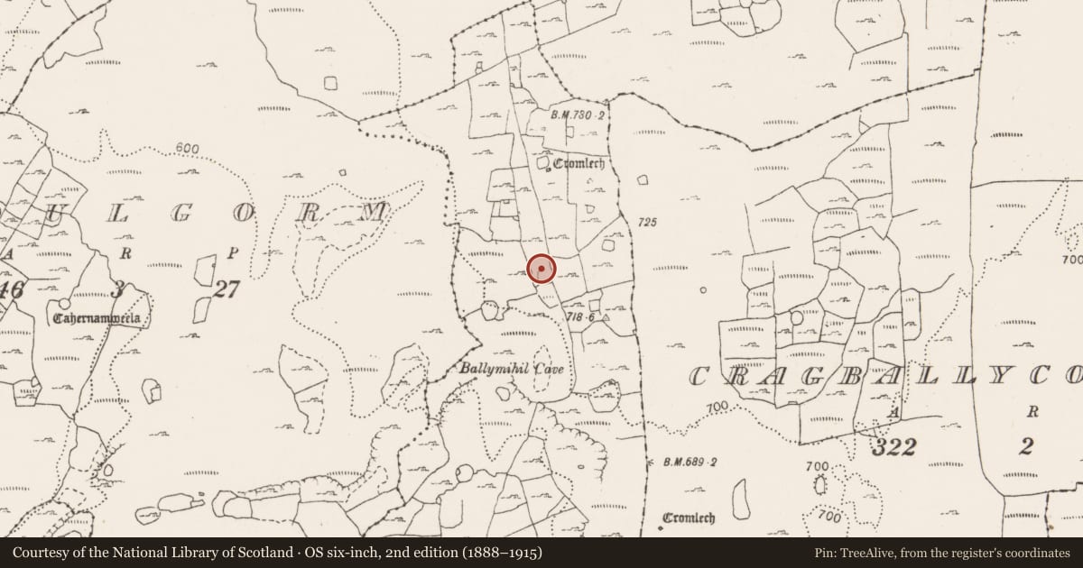 Ordnance Survey six-inch map, 2nd edition (1888–1915) covering the location of House - indeterminate date, County Clare, with a pin at the register's coordinates