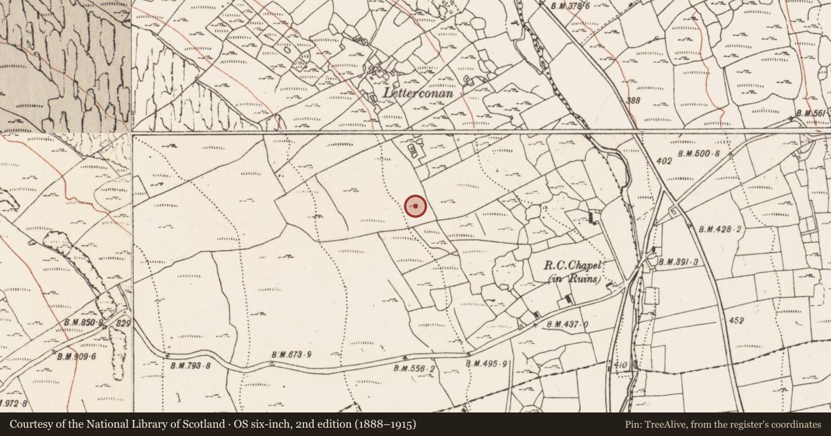 Ordnance Survey six-inch map, 2nd edition (1888–1915) covering the location of Enclosure, Formoyle West, County Clare, with a pin at the register's coordinates