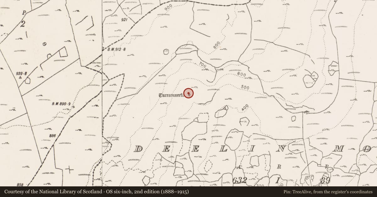 Ordnance Survey six-inch map, 2nd edition (1888–1915) covering the location of Penitential station, Deelin More, County Clare, with a pin at the register's coordinates