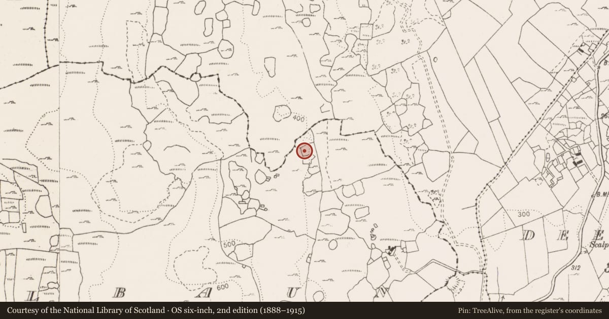 Ordnance Survey six-inch map, 2nd edition (1888–1915) covering the location of Enclosure, Poulbaun, County Clare, with a pin at the register's coordinates