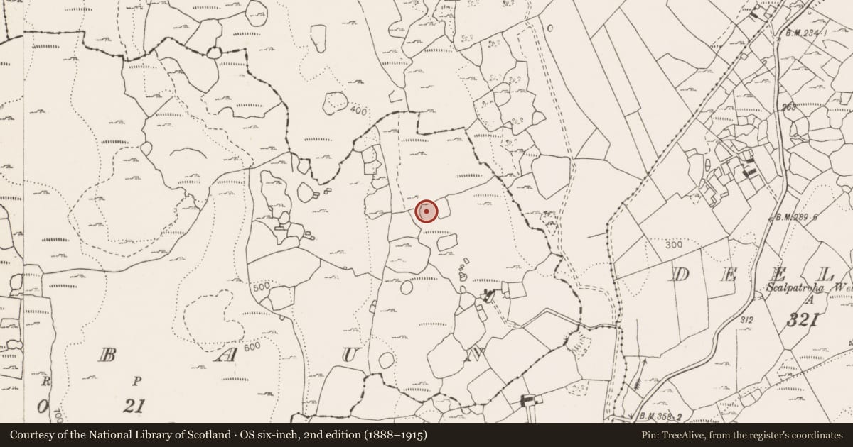 Ordnance Survey six-inch map, 2nd edition (1888–1915) covering the location of Souterrain, Poulbaun, County Clare, with a pin at the register's coordinates