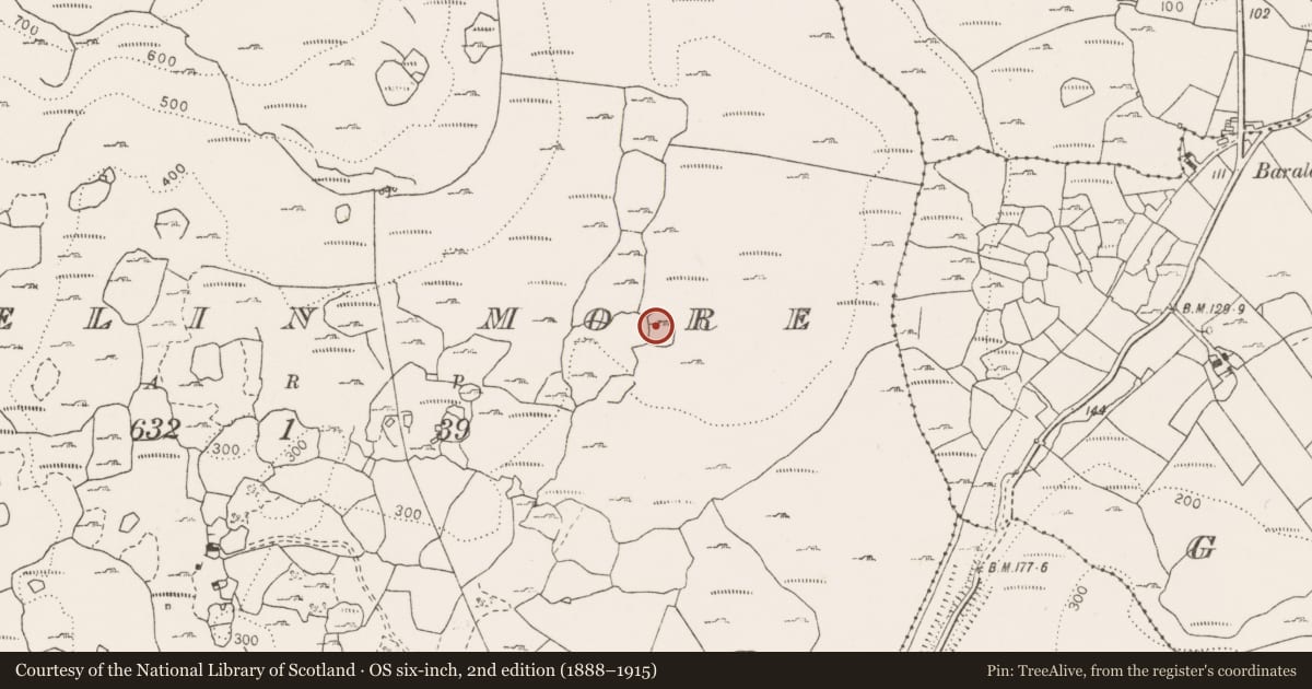 Ordnance Survey six-inch map, 2nd edition (1888–1915) covering the location of Enclosure, Deelin More, County Clare, with a pin at the register's coordinates