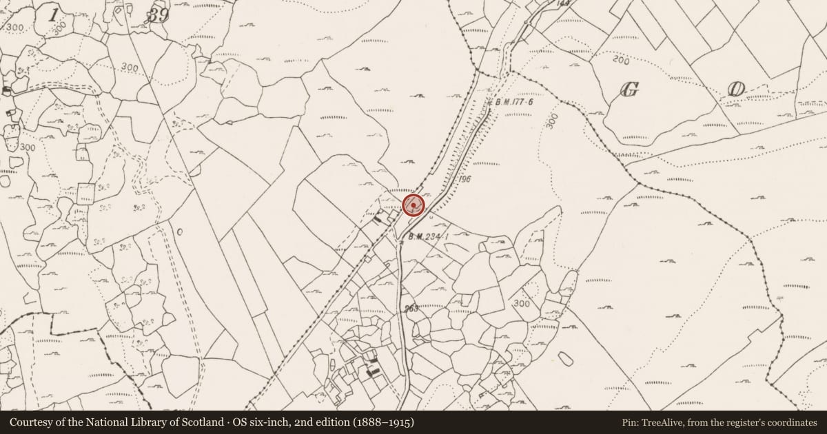Ordnance Survey six-inch map, 2nd edition (1888–1915) covering the location of Fulacht fia, Deelin Beg, County Clare, with a pin at the register's coordinates