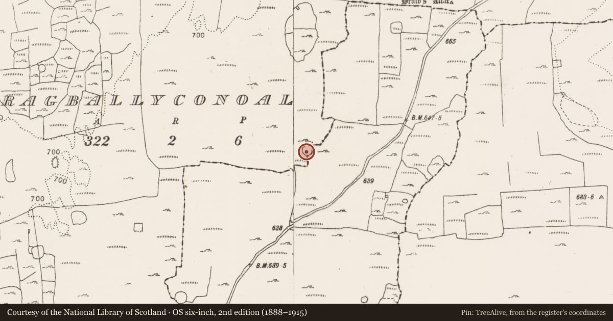 Ordnance Survey six-inch map, 2nd edition (1888–1915) covering the location of Ringfort - cashel, Cragballyconoal, Eanty More, County Clare, with a pin at the register's coordinates