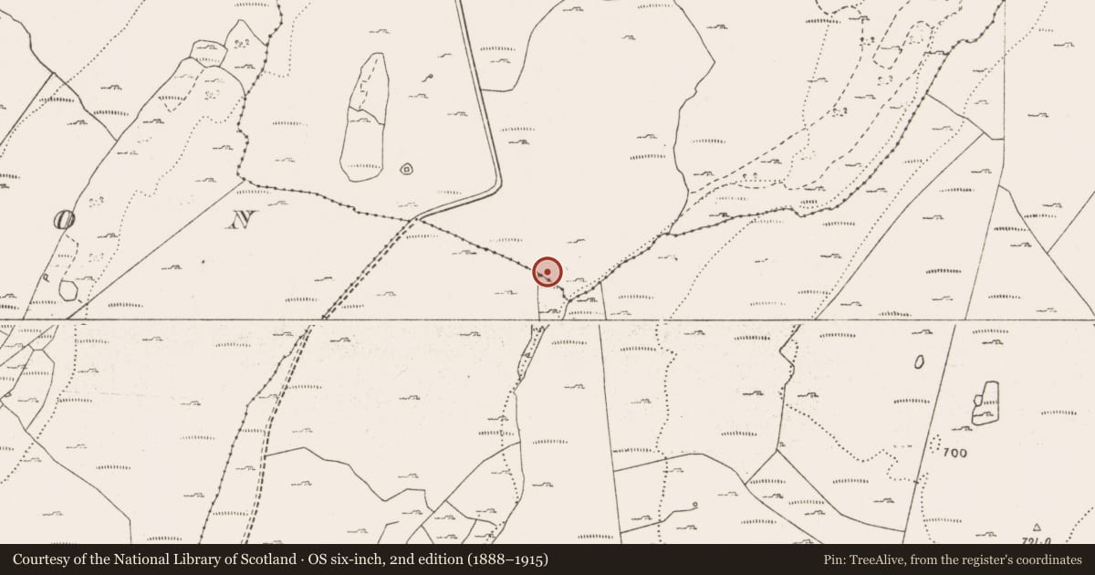 Ordnance Survey six-inch map, 2nd edition (1888–1915) covering the location of Penitential station, Coskeam, County Clare, with a pin at the register's coordinates