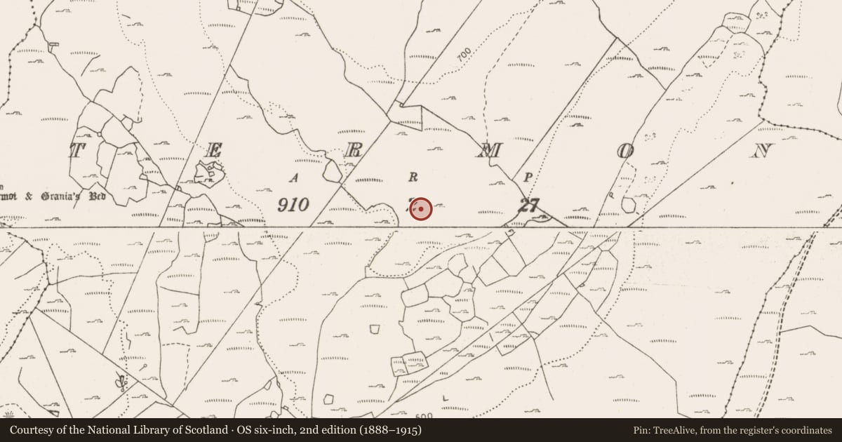 Ordnance Survey six-inch map, 2nd edition (1888–1915) covering the location of Enclosure, Termon, County Clare, with a pin at the register's coordinates