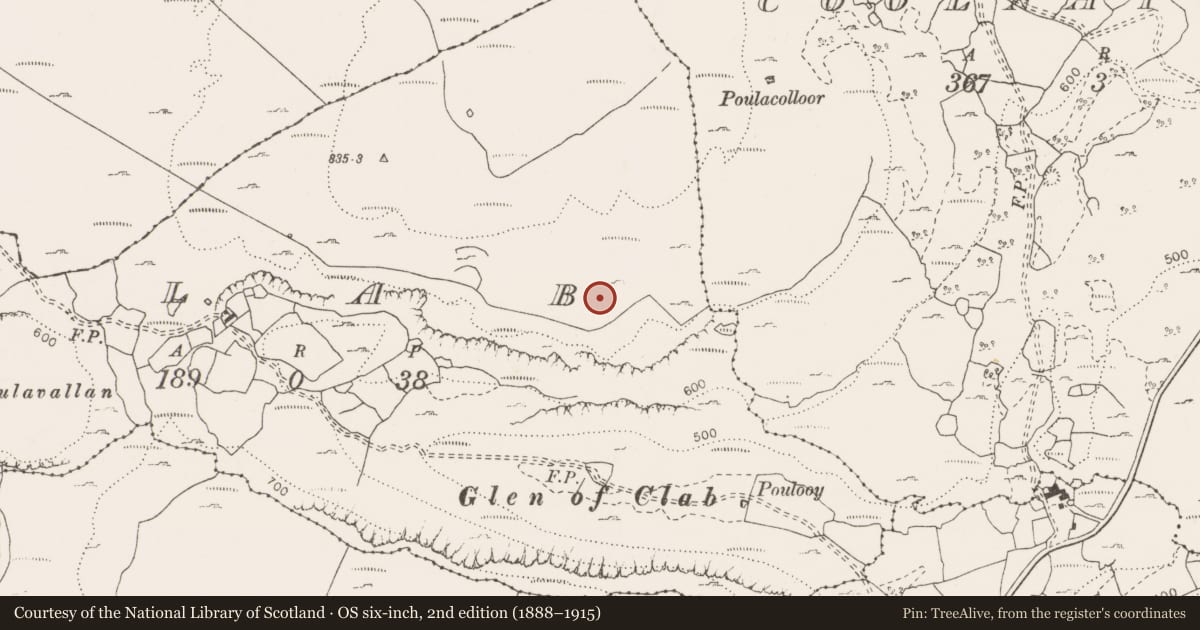 Ordnance Survey six-inch map, 2nd edition (1888–1915) covering the location of Promontory fort - inland, Clab, County Clare, with a pin at the register's coordinates