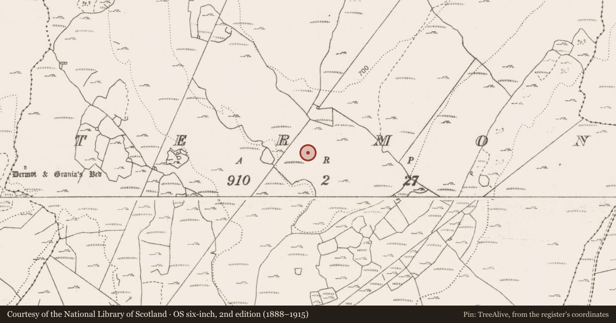 Ordnance Survey six-inch map, 2nd edition (1888–1915) covering the location of Burnt mound, Termon, County Clare, with a pin at the register's coordinates