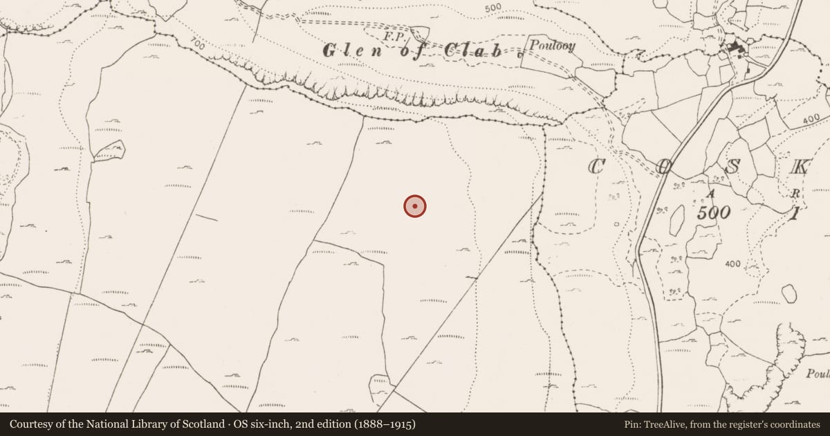 Ordnance Survey six-inch map, 2nd edition (1888–1915) covering the location of Mound, Termon, County Clare, with a pin at the register's coordinates