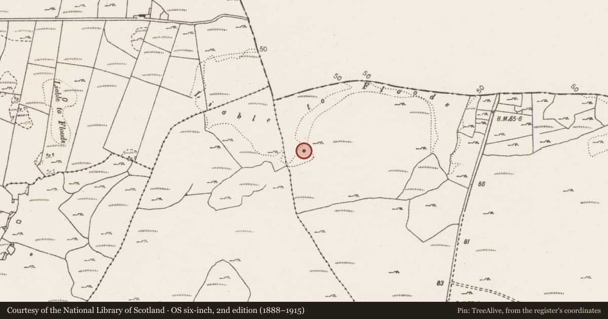 Ordnance Survey six-inch map, 2nd edition (1888–1915) covering the location of Fulacht fia, Poulataggle, County Clare, with a pin at the register's coordinates
