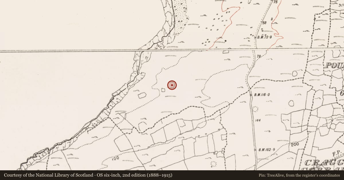 Ordnance Survey six-inch map, 2nd edition (1888–1915) covering the location of Enclosure, Ballyryan, County Clare, with a pin at the register's coordinates