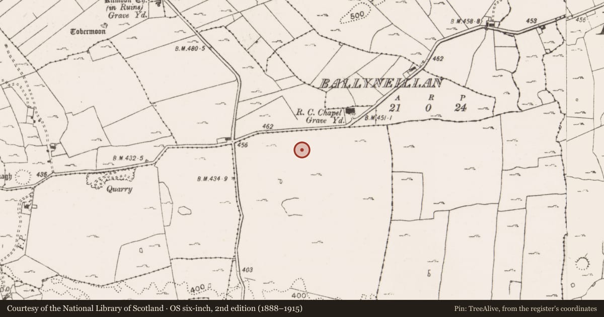Ordnance Survey six-inch map, 2nd edition (1888–1915) covering the location of Ringfort - cashel, Lisdoonvarna, County Clare, with a pin at the register's coordinates