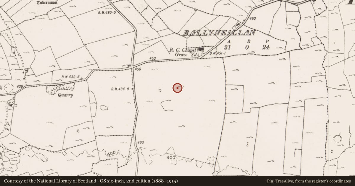 Ordnance Survey six-inch map, 2nd edition (1888–1915) covering the location of Ringfort - cashel, Lisdoonvarna, County Clare, with a pin at the register's coordinates