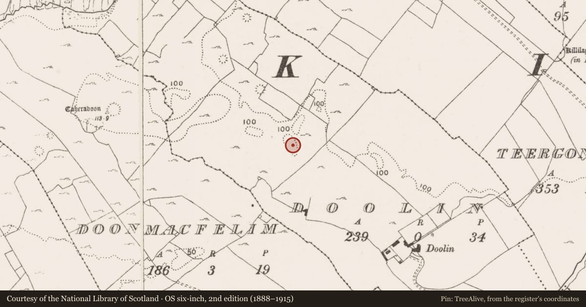 Ordnance Survey six-inch map, 2nd edition (1888–1915) covering the location of Ringfort - cashel, Doolin, County Clare, with a pin at the register's coordinates