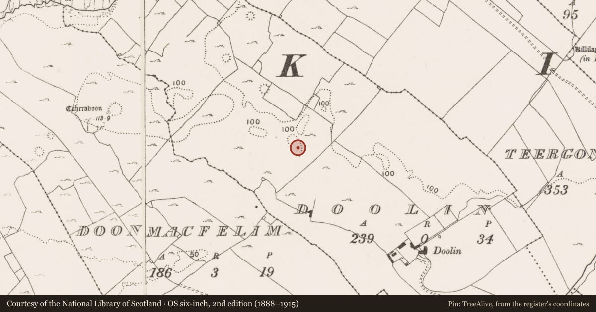 Ordnance Survey six-inch map, 2nd edition (1888–1915) covering the location of House - indeterminate date, Doolin, County Clare, with a pin at the register's coordinates