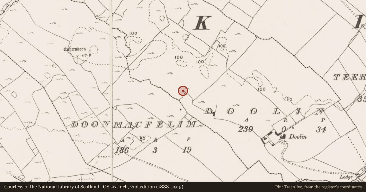 Ordnance Survey six-inch map, 2nd edition (1888–1915) covering the location of Ringfort - cashel, Doolin, County Clare, with a pin at the register's coordinates