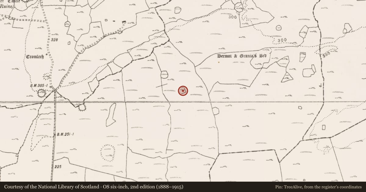 Ordnance Survey six-inch map, 2nd edition (1888–1915) covering the location of Ringfort - cashel, Clooneen, County Clare, with a pin at the register's coordinates