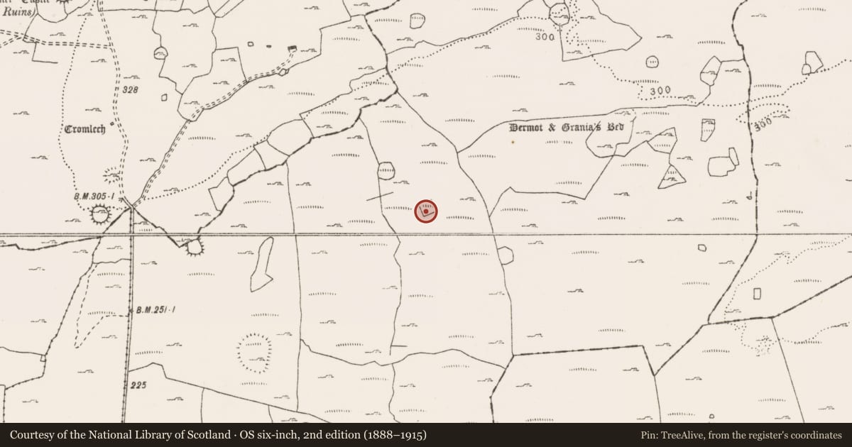 Ordnance Survey six-inch map, 2nd edition (1888–1915) covering the location of House - indeterminate date, Clooneen, County Clare, with a pin at the register's coordinates