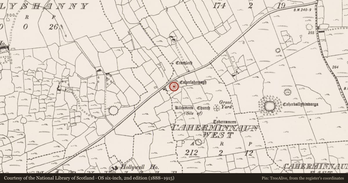 Ordnance Survey six-inch map, 2nd edition (1888–1915) covering the location of House - indeterminate date, Caherminnaun West, County Clare, with a pin at the register's coordinates